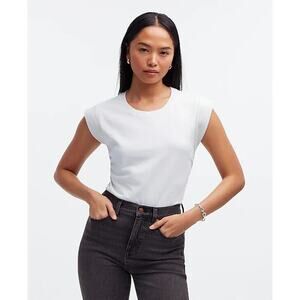 Madewell Womens Side Cinch Muscle Tee Eyelet White Large NWT